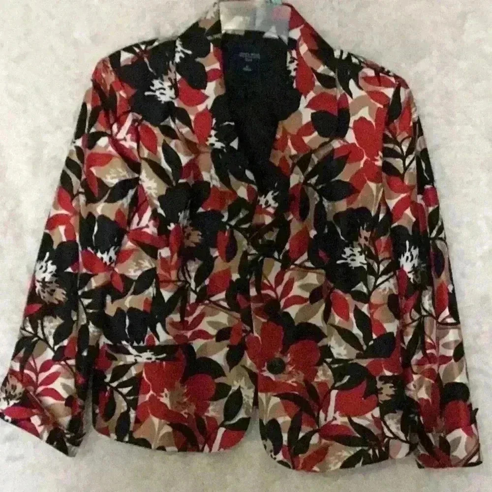 Jones Wear Women Multicolor Floral Jacket Size 12